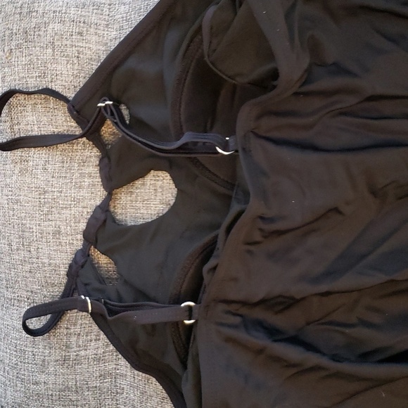 Holipick Keyhole High Neck Swim Black Tankini Top With Leopard Bikini Bottom S - Picture 7 of 10